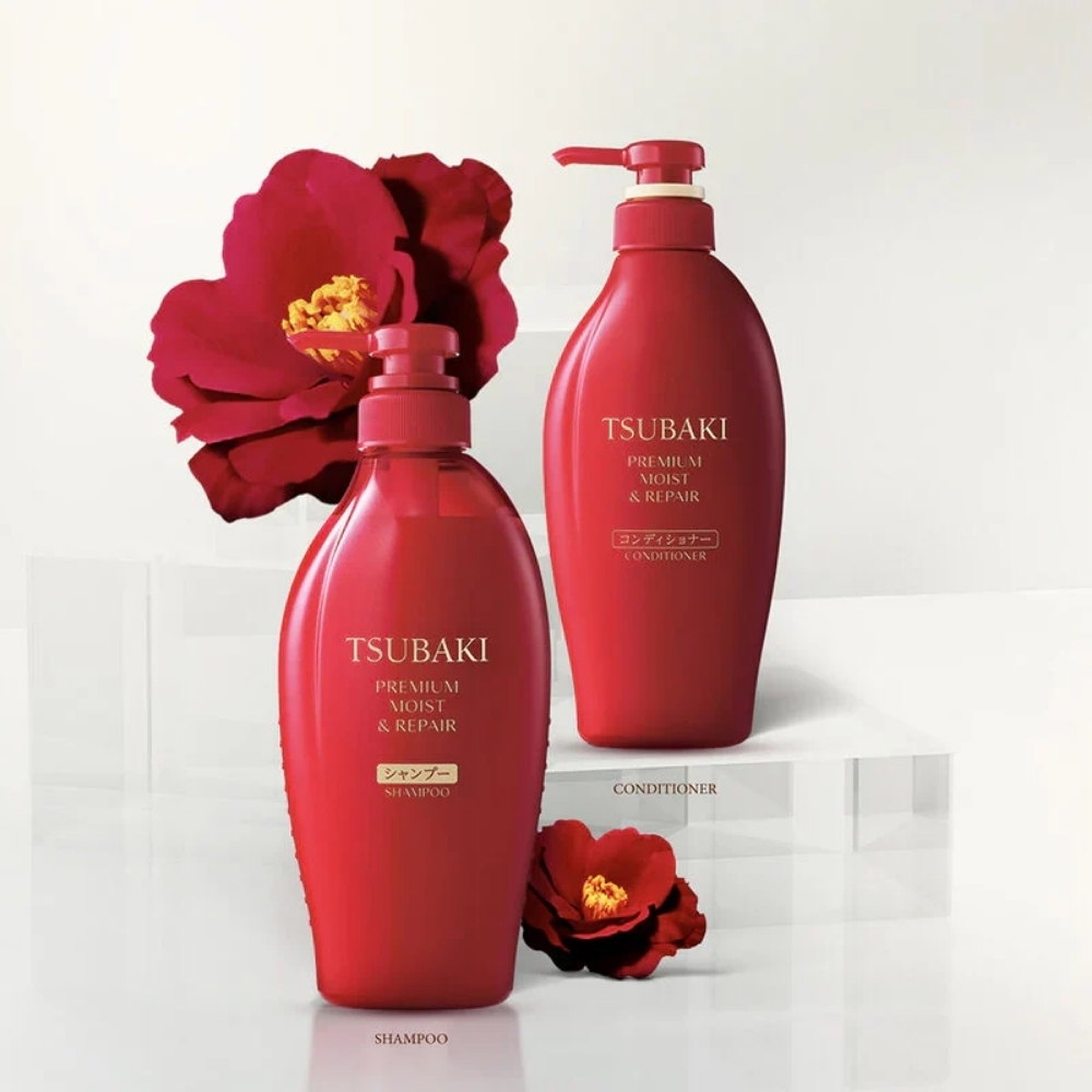 Tsubaki "Premium Moist & Repair": rinkinys sausiems plaukams