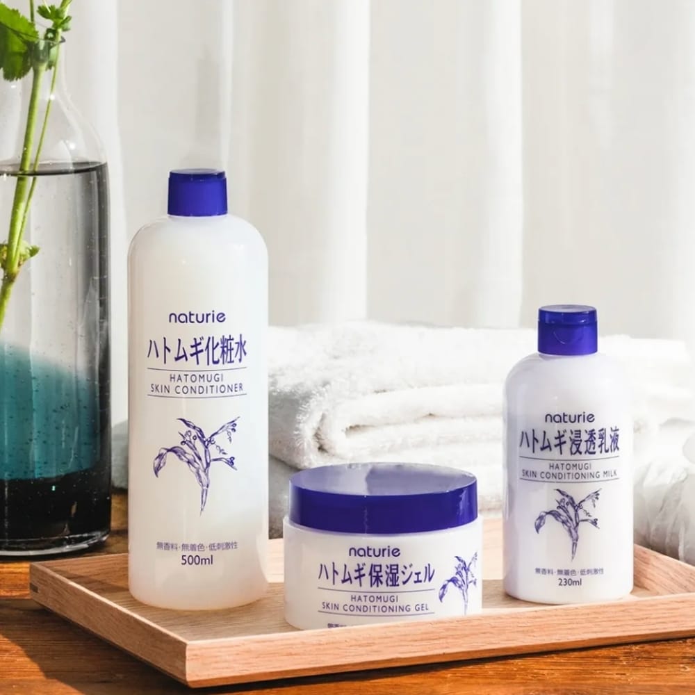 naturie hatomugi skin conditioning lotion gel milk japoniška kosmetika dehidratuotai odai